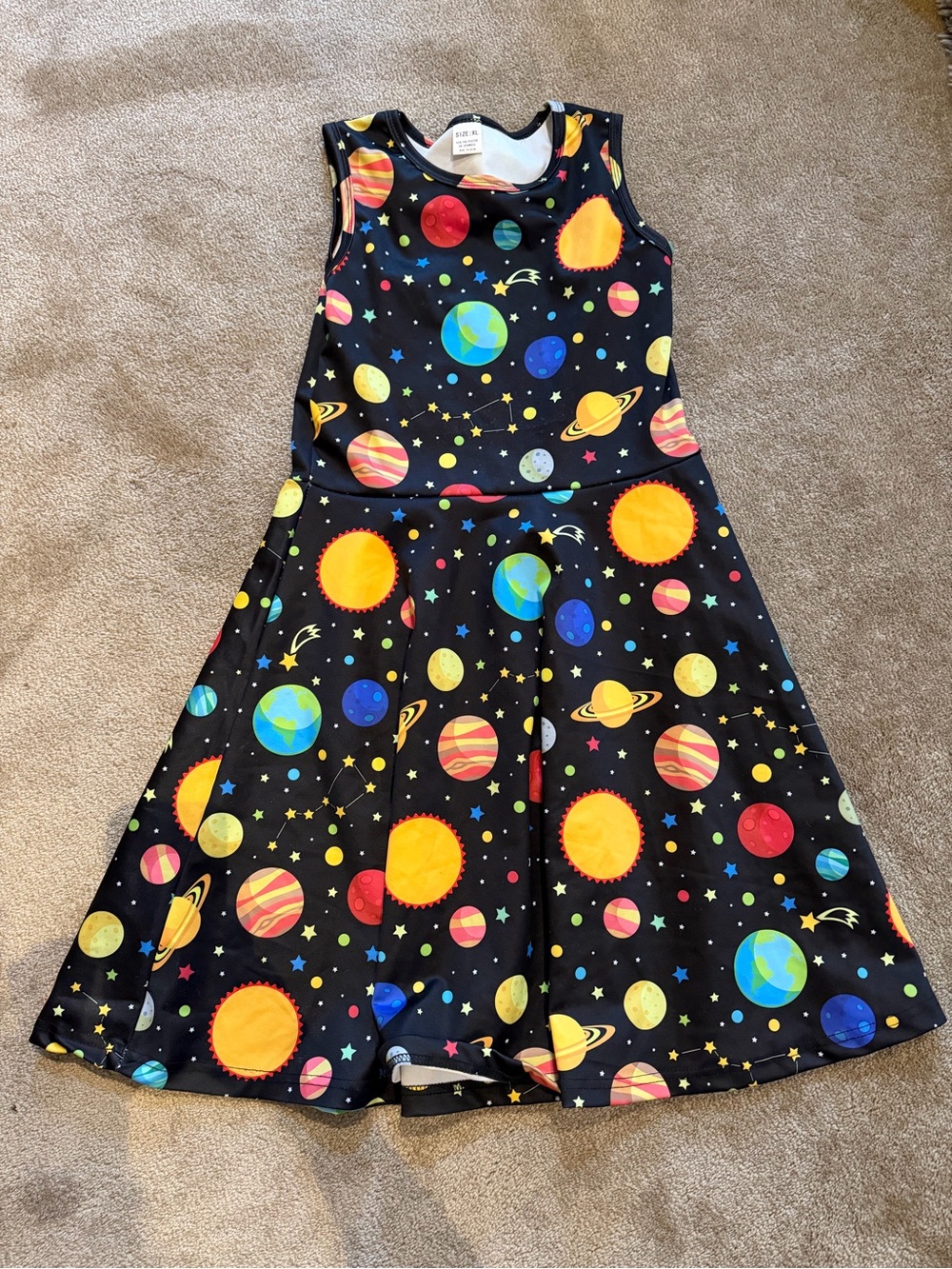 Girls Source Unknown Black Celestial Planets Skater Dress